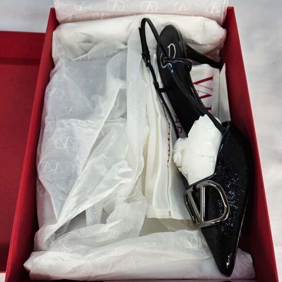 Valentino Garavani Women's V Logo Pointed Toe Slingback Pumps 11 US 41 EU NEW - Picture 9 of 9